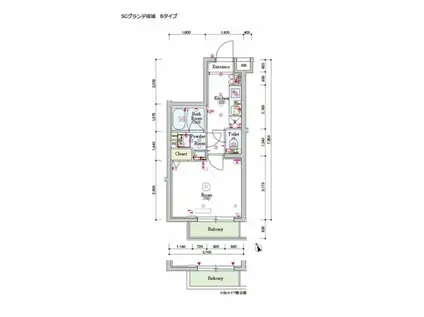 スカイコートグランデ成城(1K/5階)の間取り写真