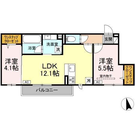 アクシス(2LDK/2階)の間取り写真