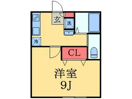 HOUSE CARMINE(1K/1階)の間取り写真