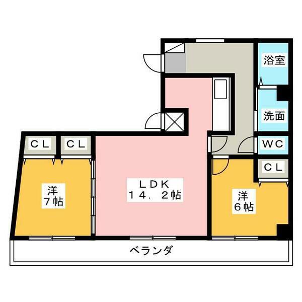 BM TAKAOKA(2LDK/6階)の間取り写真