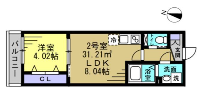 RUTILE吉川美南(1LDK/1階)の間取り写真