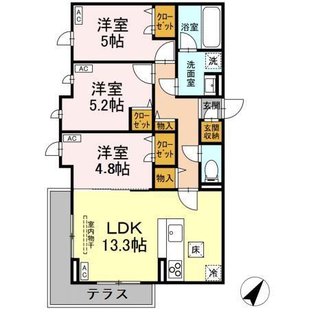 ベル・グレイス(3LDK/1階)の間取り写真