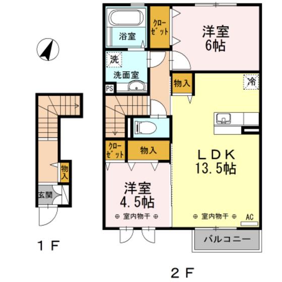 グランツ(2LDK/2階)の間取り写真