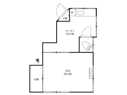 みどり荘(1K/2階)の間取り写真