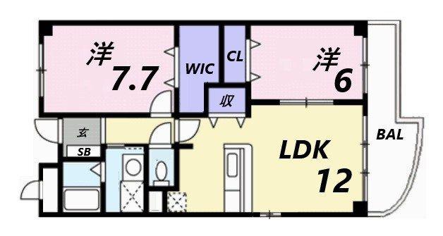 ラフォーレ広畑(2LDK/4階)の間取り写真