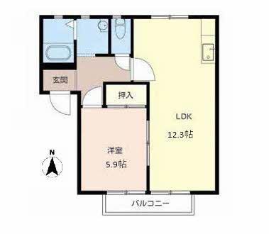 ラ・サルデーヌ(1LDK/2階)の間取り写真