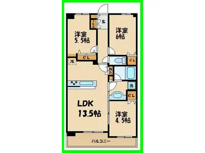 パレステージ狛江(3LDK/2階)の間取り写真