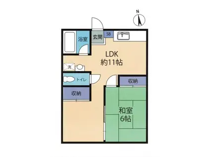小川コーポ(1LDK/1階)の間取り写真