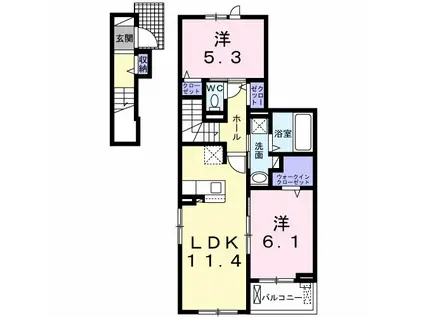 ウィステリア 中吉野I(2LDK/2階)の間取り写真