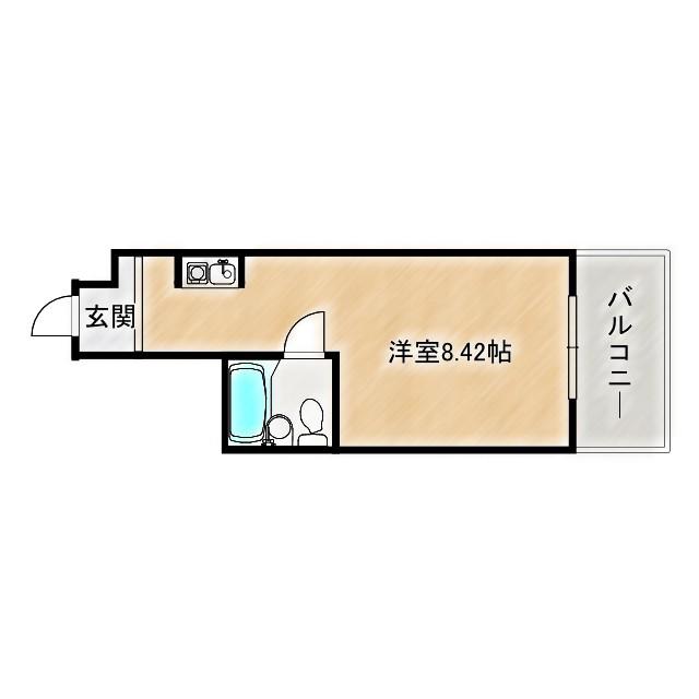 スカイ都島(ワンルーム/6階)の間取り写真