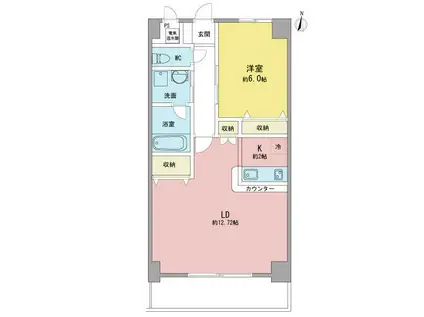 アヴニール白壁(1LDK/2階)の間取り写真