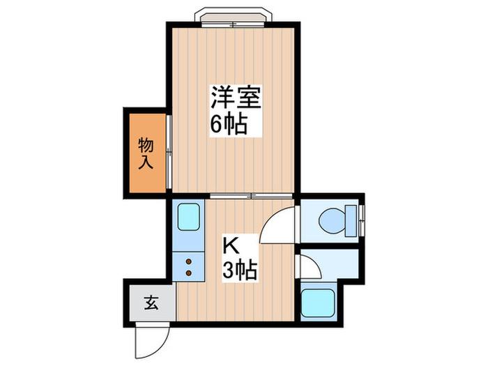 ノースハイム津田(1K/1階)の間取り写真