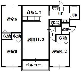 グランデール豊岡(3LDK/2階)の間取り写真