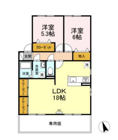 M・SQUARE(2LDK/1階)の間取り写真