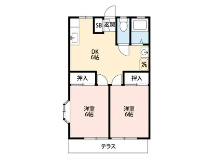 クレール坂下A棟(2DK/1階)の間取り写真