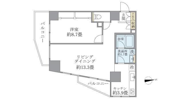 ISM石神井公園(1LDK/7階)の間取り写真