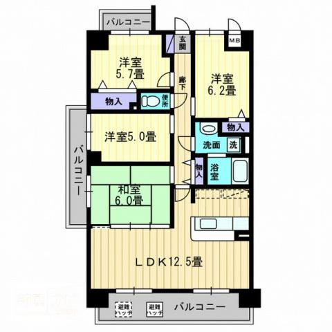 ルミナスMIZUHO京町(4LDK/8階)の間取り写真