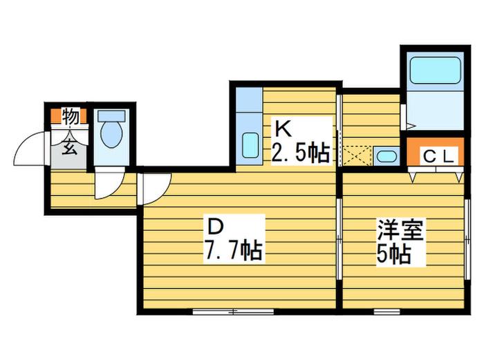 CASA豊平公園(1DK/3階)の間取り写真
