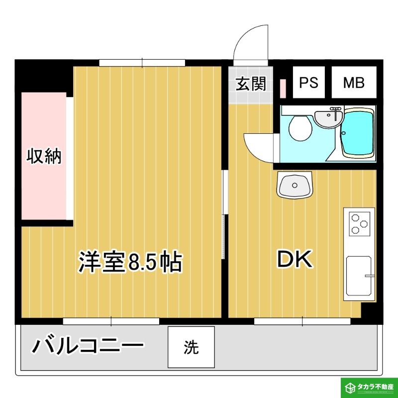 長浜甲斐ビル(1DK/2階)の間取り写真
