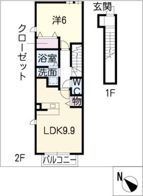 メゾンド・エスポワール(1LDK/2階)の間取り写真
