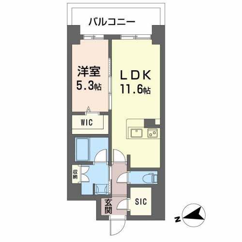 ケイマン(1LDK/9階)の間取り写真