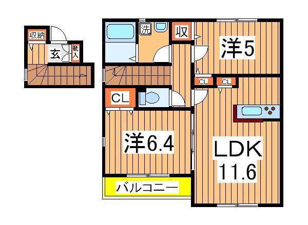 サンセゾンT(2LDK/2階)の間取り写真