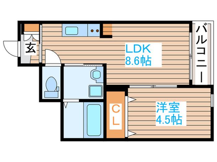 サムズアップ名取(1LDK/1階)の間取り写真
