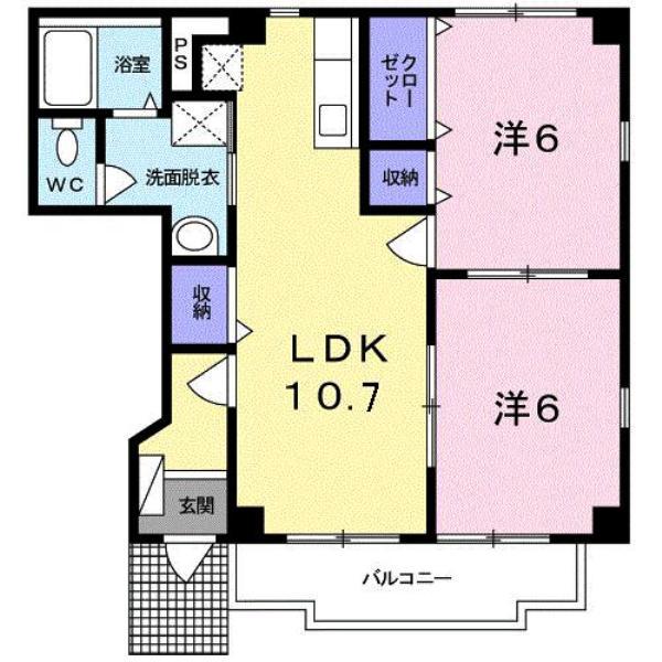 ピ-スコート(2LDK/1階)の間取り写真