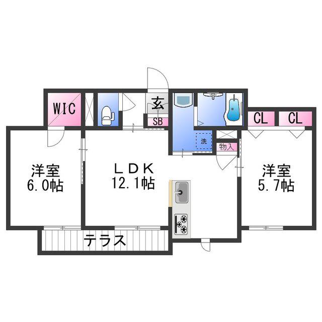 ベレオグルース西紺屋(2LDK/3階)の間取り写真