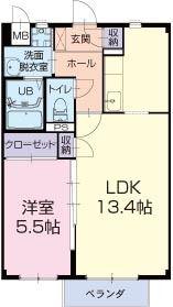 カラーシティーGタウン(1LDK/2階)の間取り写真