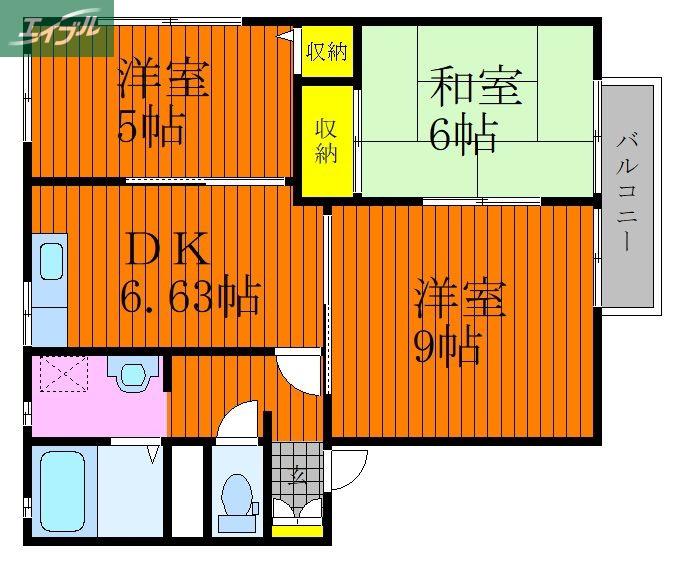 ディアスG I棟(3DK/1階)の間取り写真