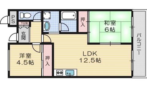 ステーションハイツ千里丘(2LDK/2階)の間取り写真
