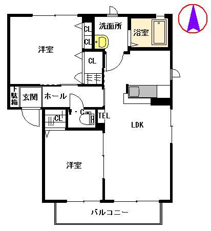 シャーメゾン ルミエール II棟(2LDK/2階)の間取り写真