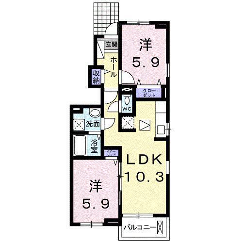 アルドーレ(2LDK/1階)の間取り写真