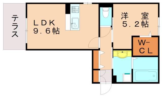 シャルマン萩原(1LDK/1階)の間取り写真