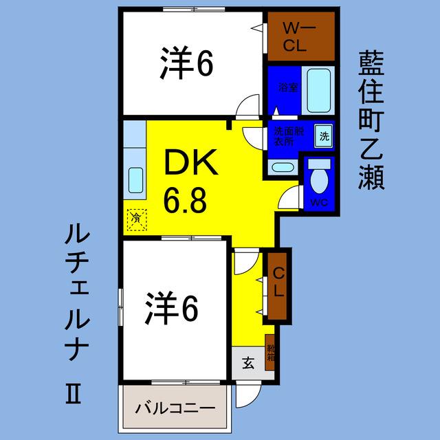 ルチェルナ II(2DK/1階)の間取り写真