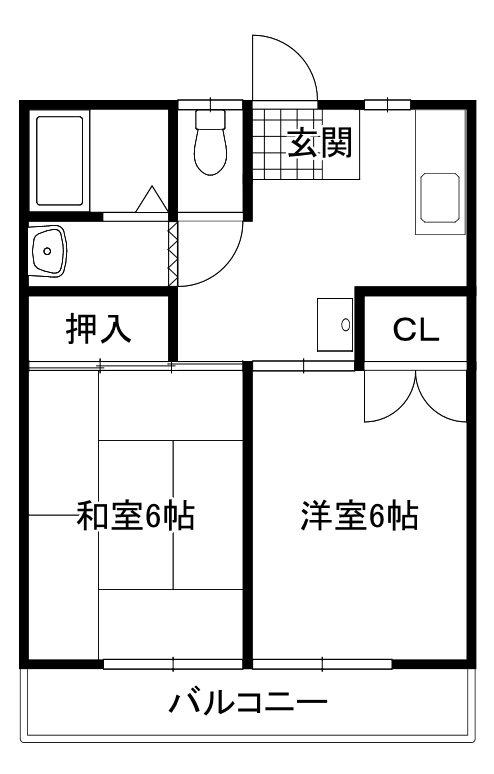 亀の子ハイツ(2DK/2階)の間取り写真