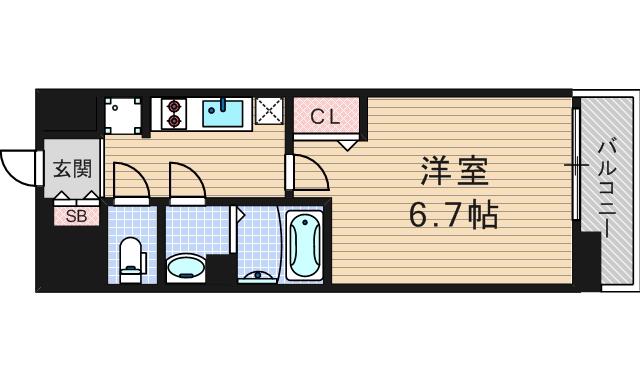 プレサンス立売堀パークシティ(1K/3階)の間取り写真
