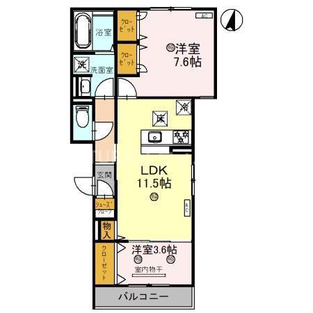 CLASHIST常磐町(2LDK/1階)の間取り写真