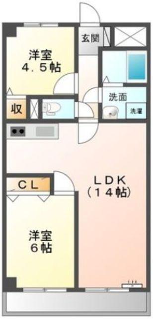 サンステージ北村(2LDK/4階)の間取り写真