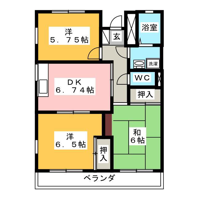 ヴェルデフカサワ(3DK/4階)の間取り写真
