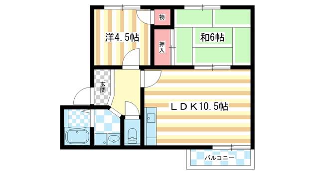 グリーンコーポA(2LDK/2階)の間取り写真