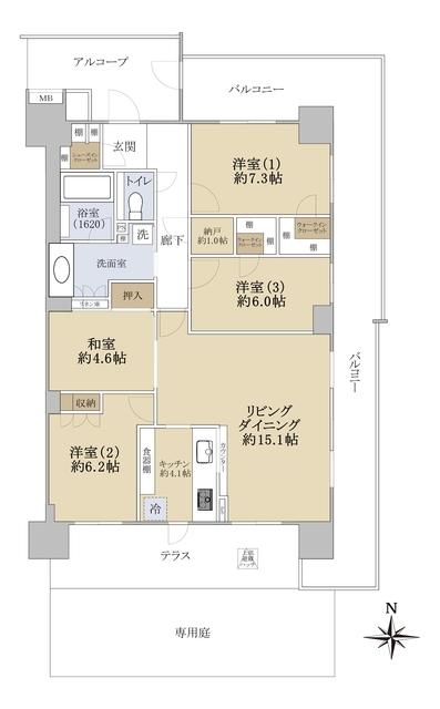 サンクタス大津石山(4LDK/1階)の間取り写真