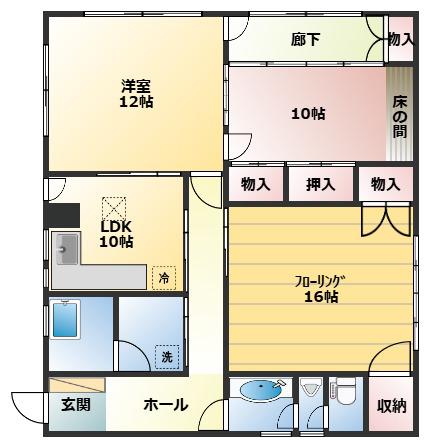 野上ビル(3LDK/1階)の間取り写真