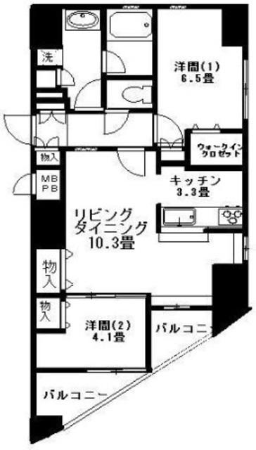 サンパレス練馬(2LDK/4階)の間取り写真