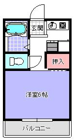 コスモハイツ(1K/2階)の間取り写真