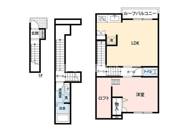 由比ヶ浜BASE(1LDK/2階)の間取り写真