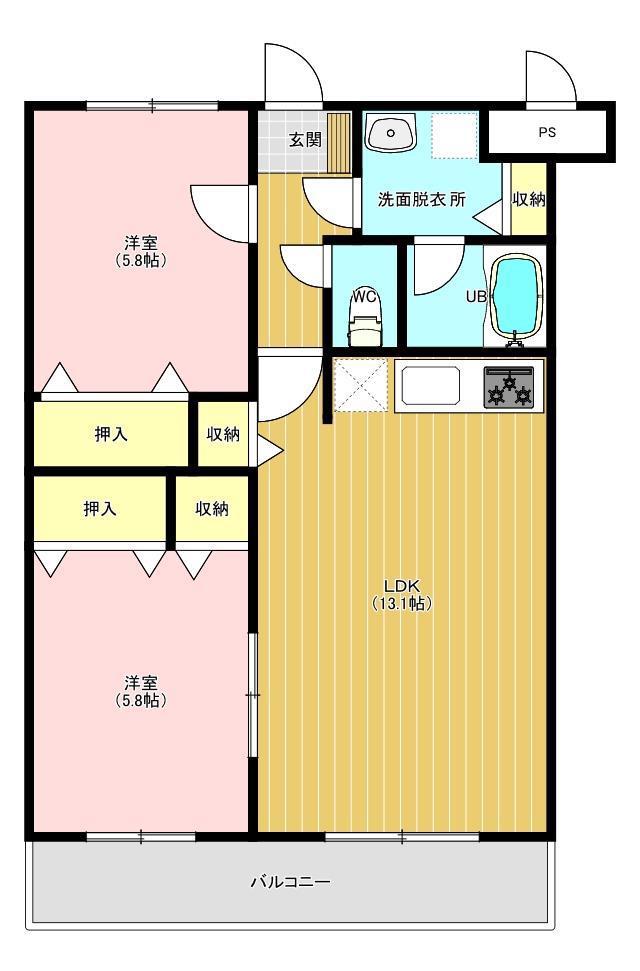 ヴィラレジェンダ(2LDK/3階)の間取り写真
