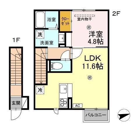 ENNE(1LDK/2階)の間取り写真