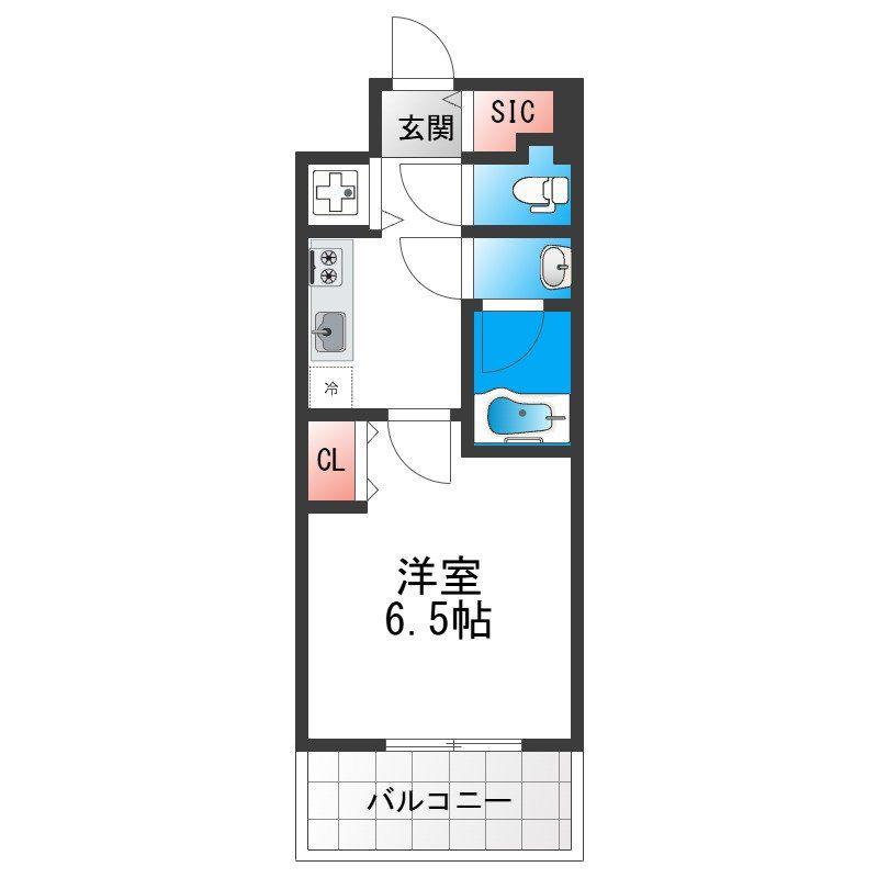 LA DOUCEUR北巽(1K/6階)の間取り写真